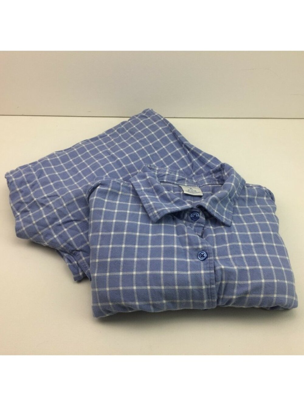 Cabernet Mens Sleepwear Blue Plaid Button Shirt Drawstring Waistband Pant Set XL